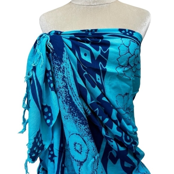 Huge Oversized Aqua Blue Beach Wrap Coverup Scarf - Picture 3 of 7